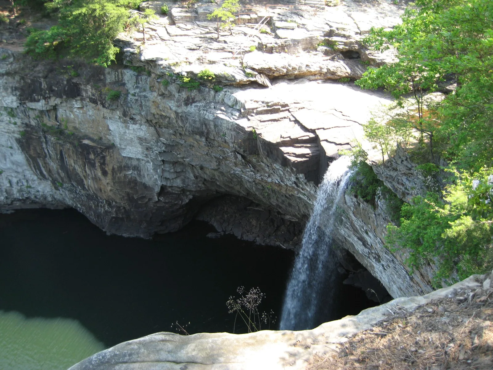 DeSoto Falls dropping into a large rock basin near Mentone, Alabama